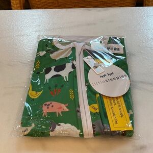 NWT Little Sleepies - ‘Green Farm Animals’ Bamboo Viscose Zippy - 6-12 Months